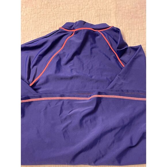 Boden Boys’ Long Sleeve Rash Guard Swim Top – Blue with Orange Trim, Size US 10 - Picture 4 of 5